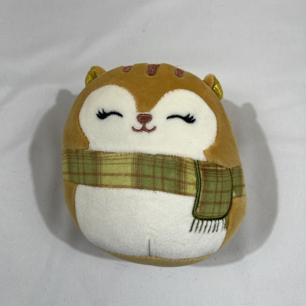 Kellytoy Squishmallow Plush Unisex 5 Inch Brown Squirrel Green Scarf 2023
